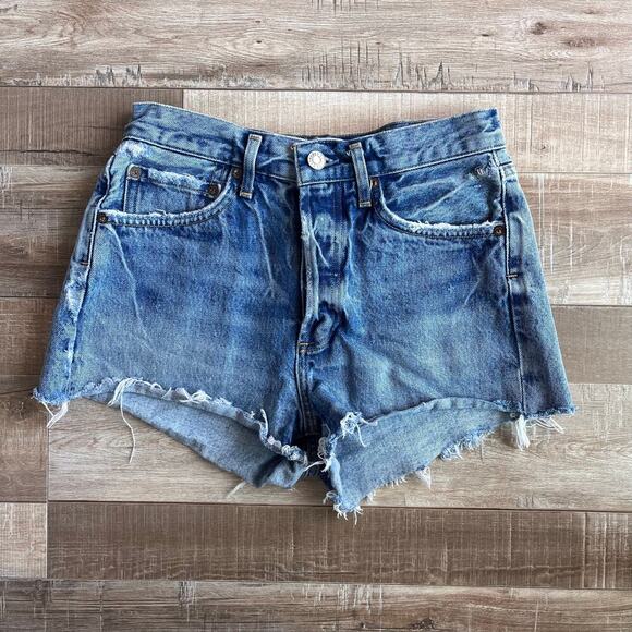 AGOLDE Parker Vintage Cut Off Shorts in Dark Swapmeet Size 24 - Picture 2 of 6